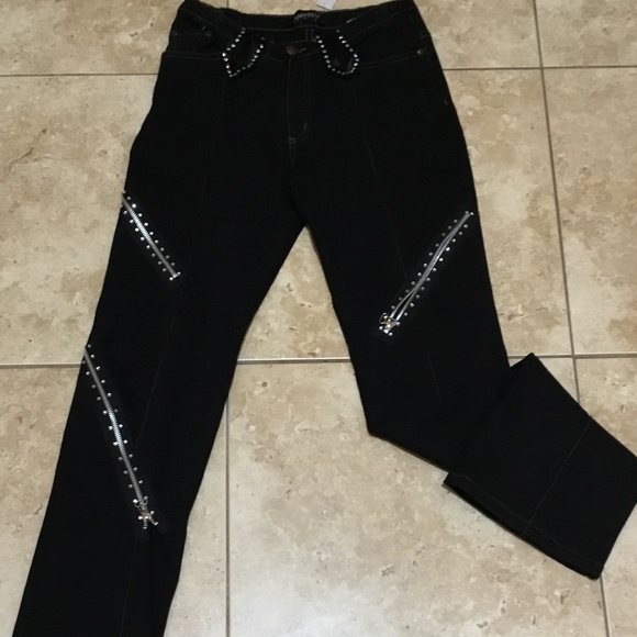 Studded zipper black denim - Picture 5 of 8